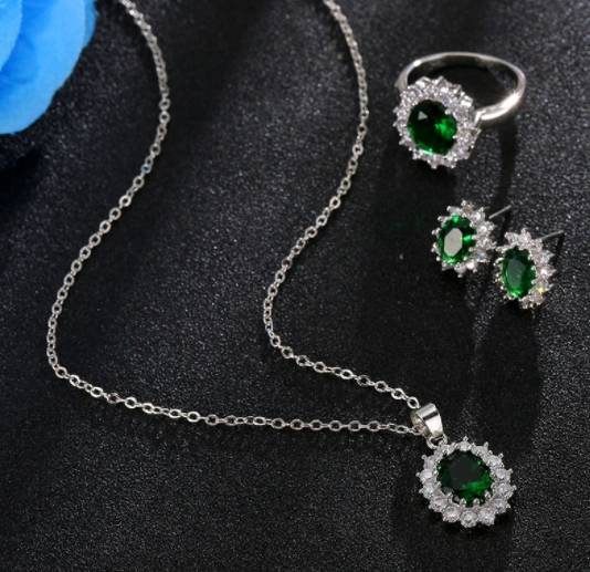 Austrian Green Rhinestone Jewelry Set