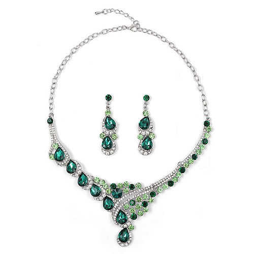 Necklace and earring set crystal earrings