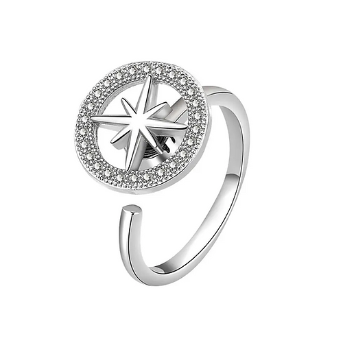 Hot selling eight pointed star ladies fashion ring rotating