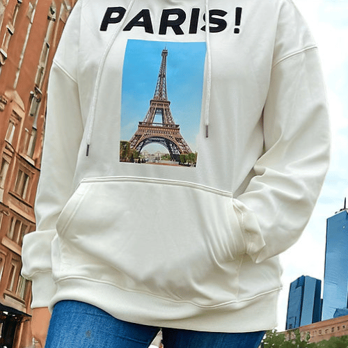 French 420g Fabric, 3D embroidery, Fox Velvet White  Hoodie